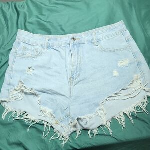 High Waisted Light Blue Denim Shorts